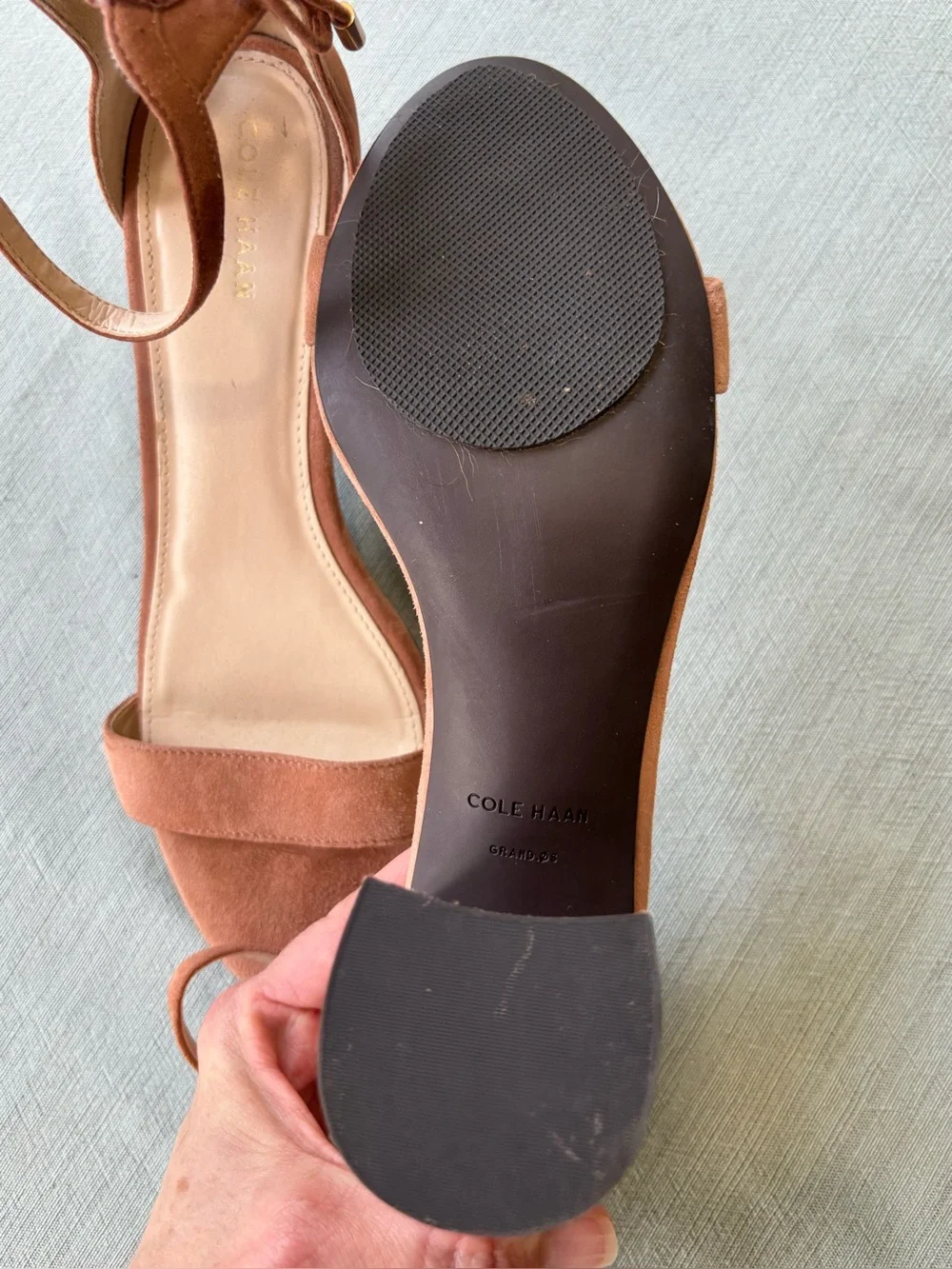 Cole Haan Dusty Rose Suede Lace-Up Block Heel Sandals 8B